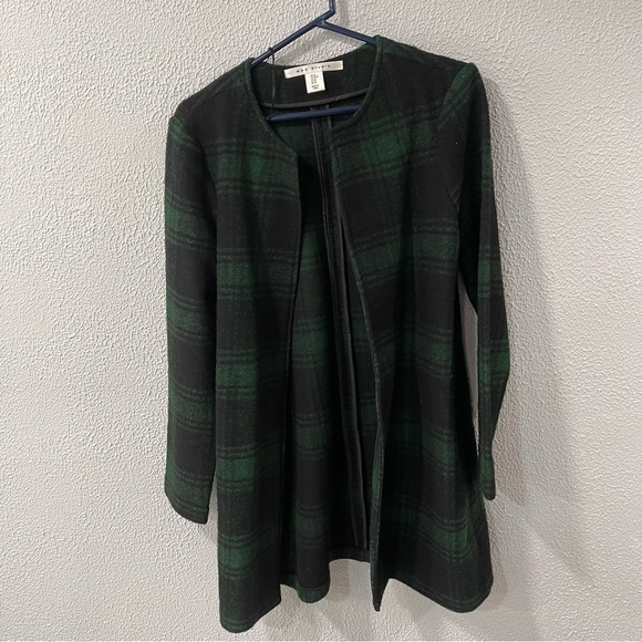 Max Studio Green & Blue Open Front Long Sleeve Womens Overcoat Size Medium - Picture 1 of 5